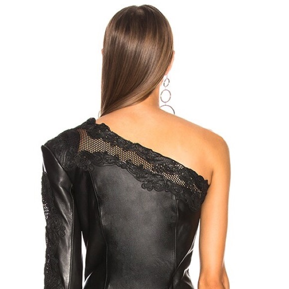 BALMAIN Leather One Shoulder Mini Dress Size 42 / US 8 - Picture 6 of 12